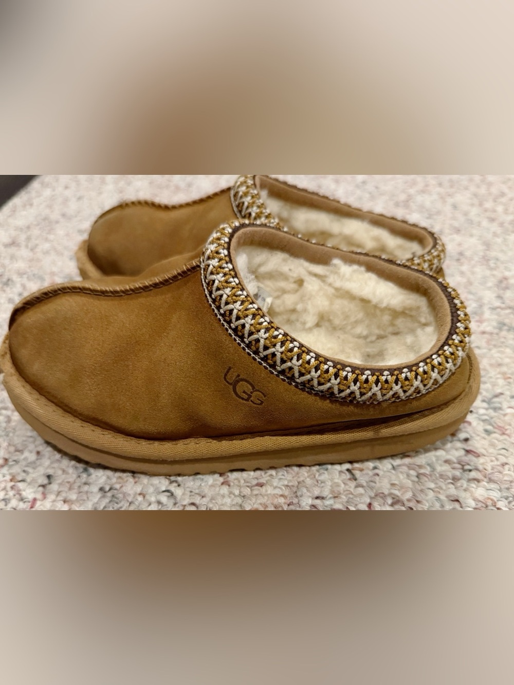 UGG Chestnut Brown Suede Shearling-Lined Women's Slippers